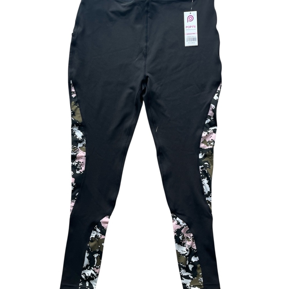 POP Fit Black Leggings with Camouflage Details